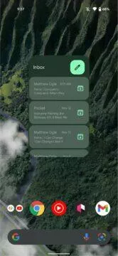 nový Gmail widget Material You Android 12 ukázka