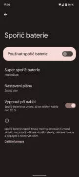 spořič baterie android 12