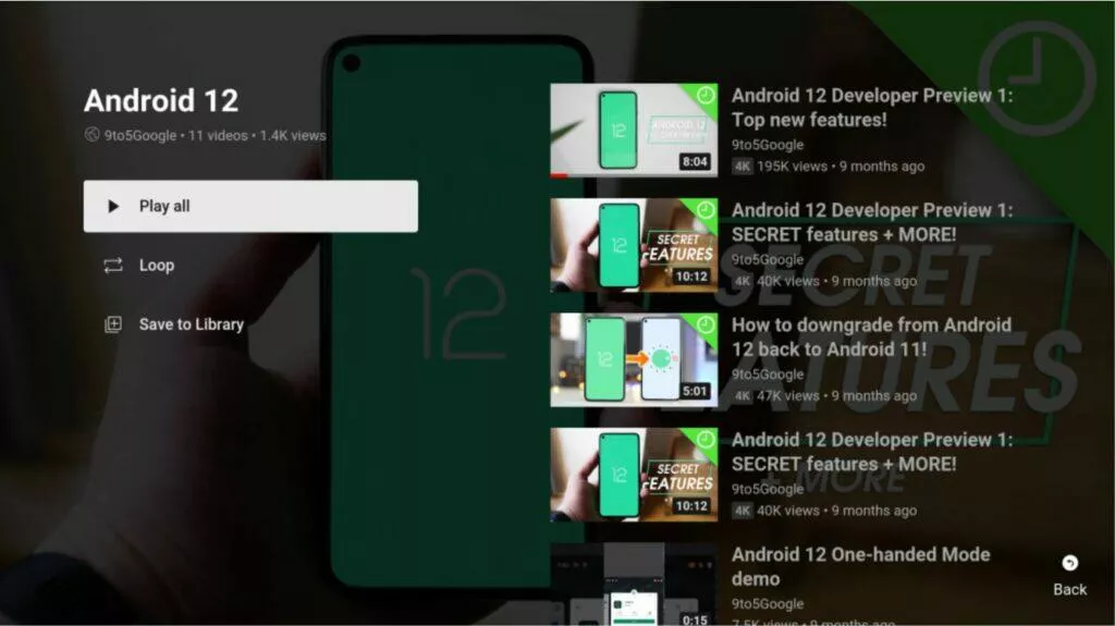 YouTube Android TV playlist nové volby