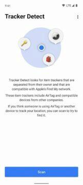 Apple Android aplikace Tracker Detect screen 1