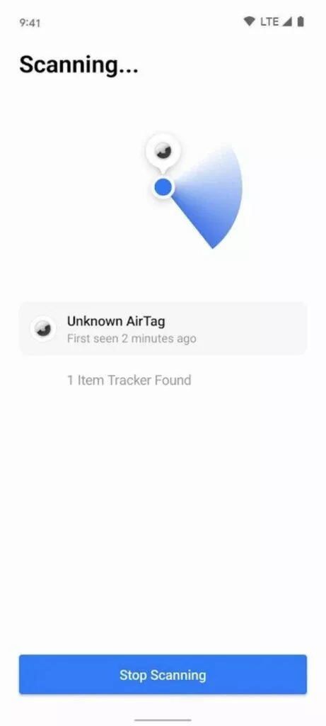 Apple Android aplikace Tracker Detect screen 2