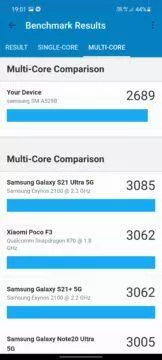 geekbench benchmark samsung galaxy a52s 5g