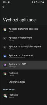 Messenger výchozí aplikace SMS Android nastavení aplikace pro SMS
