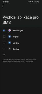 Messenger výchozí aplikace SMS Android nastavení aplikace výběr