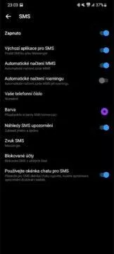 Messenger výchozí aplikace SMS Messenger nastavení přepínače