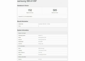 Samsung Galaxy A13 4G spatřen v Geekbench