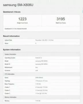 Samsung Galaxy Tab S8+ spatřen v Geekbench