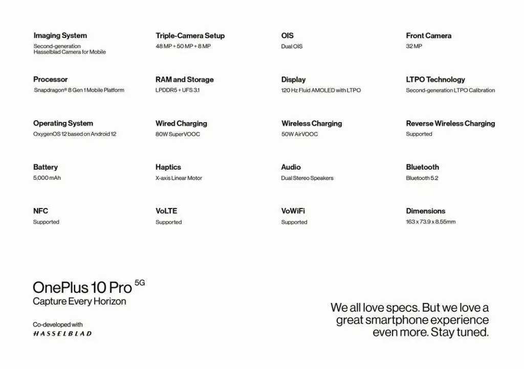 OnePlus 10 Pro 5G parametry OnePlus 10 Pro 5G parametry