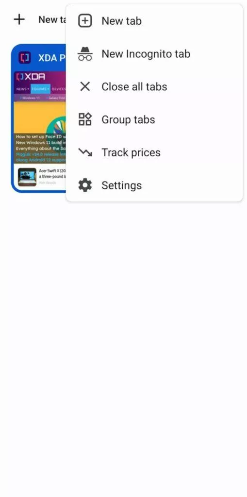 Google Chrome dialog zavřít všechny karty flags menu