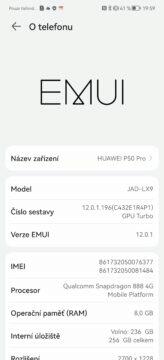 Huawei P50 Pro verze systému