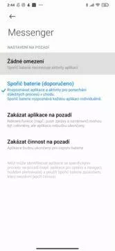 Messenger zprávy notifikace nechodí žádné omezení