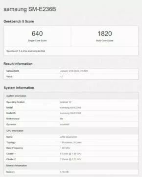 samsung galaxy f23 5g geekbench