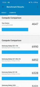 Samsung Galaxy S21 FE Geekbench 5 Compute srovnání