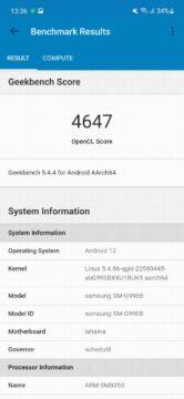 Samsung Galaxy S21 FE Geekbench 5 Compute výsledek