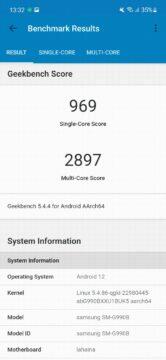 Samsung Galaxy S21 FE Geekbench 5 CPU výsledek