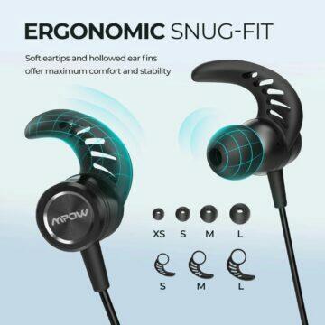 Sportovní bezdrátová sluchátka MPOW S10 Pro ergonomie