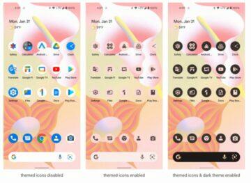 Android 13 dynamický styl ikon ukázka