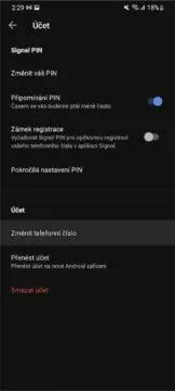 aplikace Signal změna čísla změnit číslo