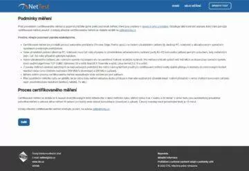 Certifikované měření rychlosti připojení k internetu NetTest ČTÚ návod 1 podmínky