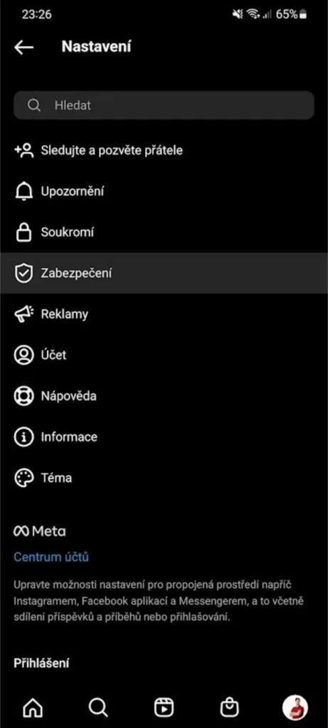 Instagram ochrana účet zabezpečení 1 Nastavení