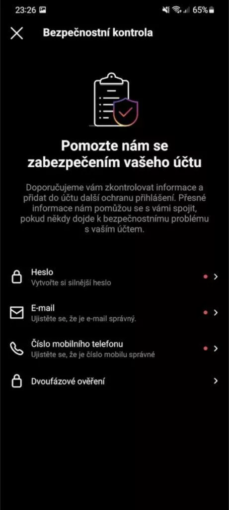 instagram ochrana ucet zabezpeceni 3 bezpecnostni kontrola