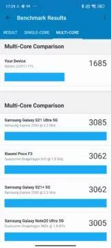redmi note 11 geekbench multijádrový test