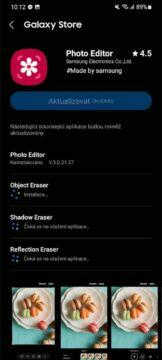 Samsung Galaxy Galerie editor mazání stínů odrazů update