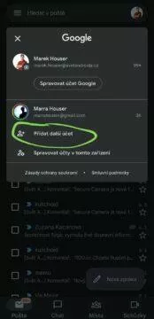 aplikace Gmail Seznam mail propojení 1 menu