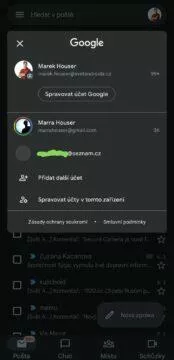 aplikace Gmail Seznam mail propojení 10 menu