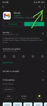 Gmail starý widget 11 Obchod Google Play menu