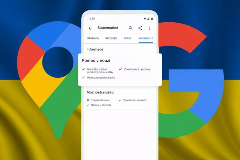 Google Mapy Vyhledávání pomoc Ukrajině přehled info