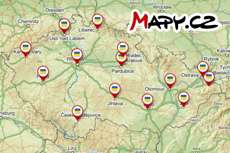 Mapy.cz Krajská asistenční centra pomoci Ukrajině