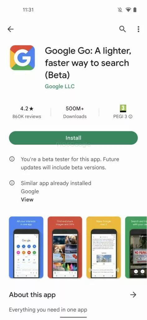 Obchod Play Material You design detail aplikace nový