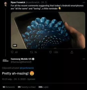 Samsung Oppo Find N Twitter pochvala screenshot