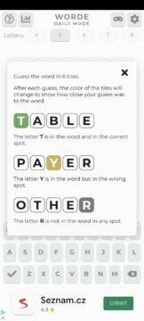 Wordle mobilní hry aplikace alternativy Worde 2 nápověda