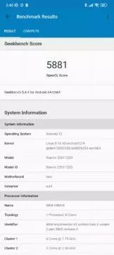 Xiaomi 12 Pro Geekbench 5 compute