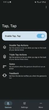 aplikace Tap, Tap ovládání mobilu poklepáním 3 hlavní menu