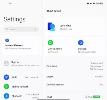 Oppo Find N aktualizace