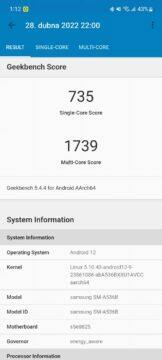 Samsung Galaxy A53 5G recenze One UI 4.1 Geekbench CPU