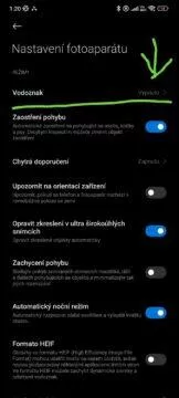 vodoznak Xiaomi MIUI 3 fotoaparát menu nastavení