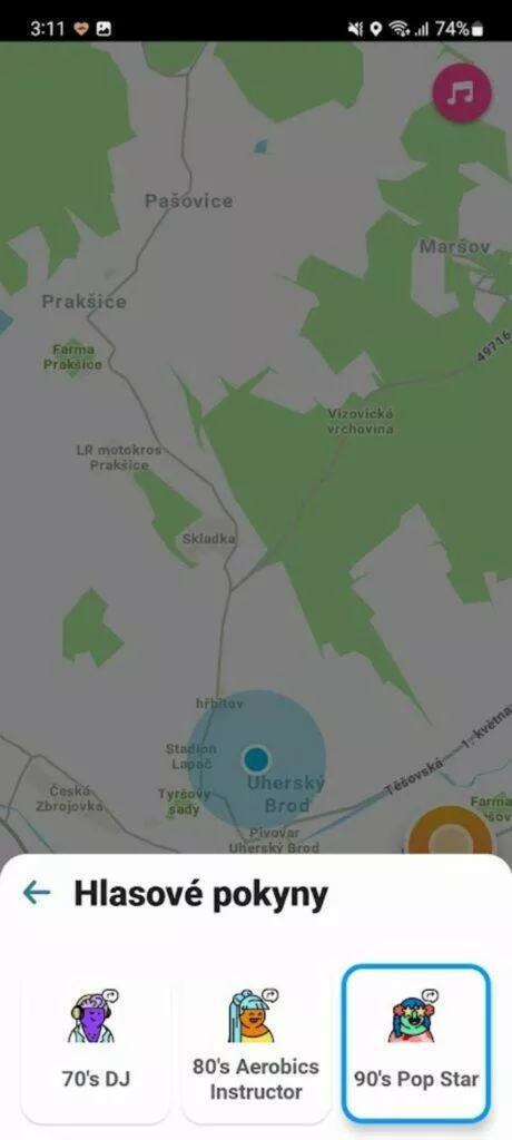 Waze Retro Mode hlasové pokyny