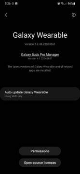 aplikace Galaxy Wearable automatické aktualizace update 2.2.48.22033061