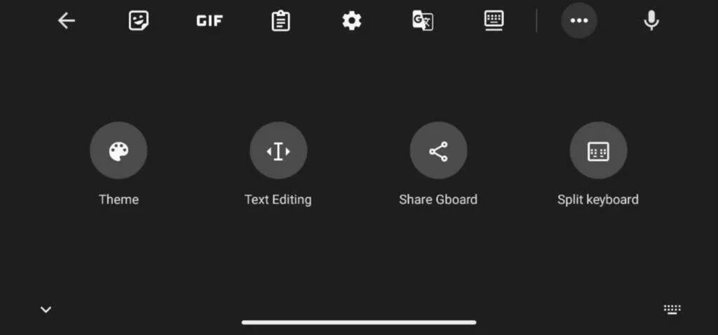 Gboard klávesnice rozdělení split menu
