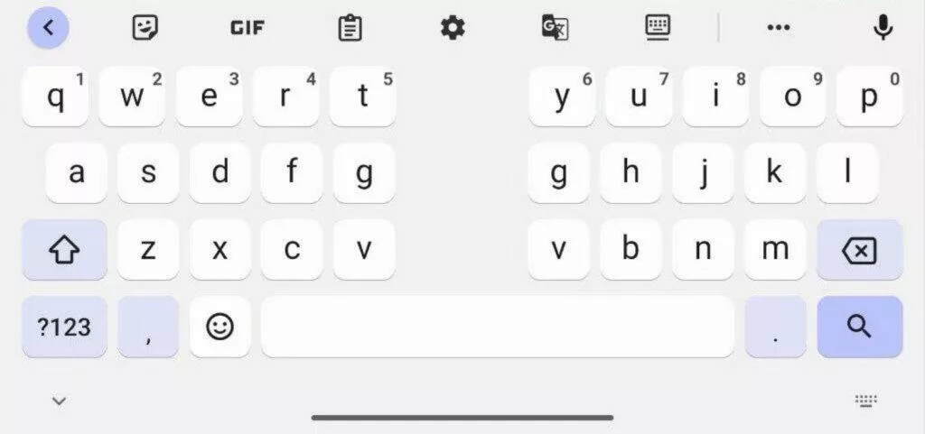 Gboard klávesnice rozdělení split světlá
