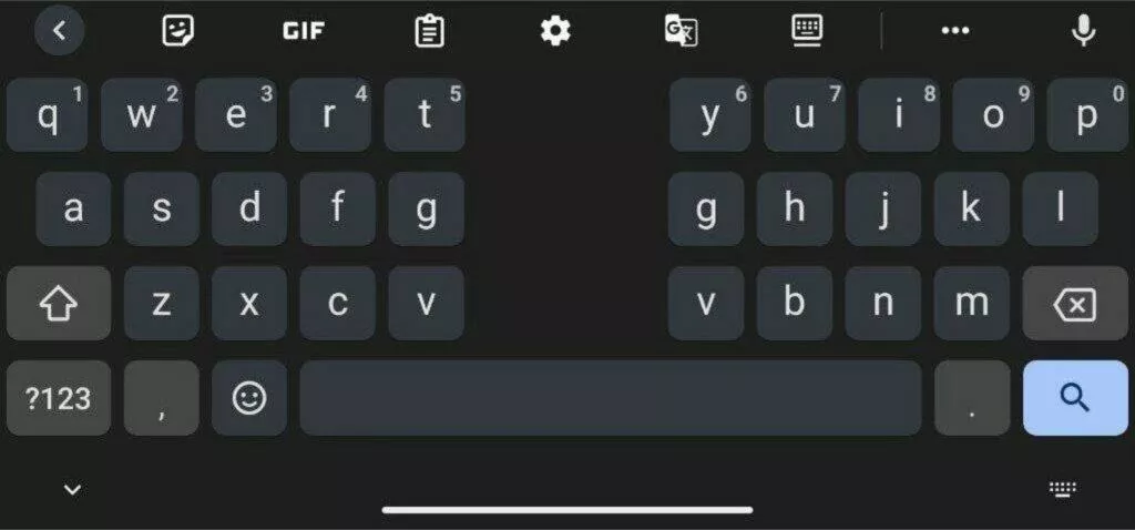 gboard klavesnice rozdeleni split tmava