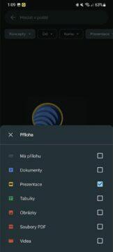 Gmail Android filtry vyhledávání příloha