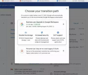 Google osobní bezplatný Workspace formulář nabídka výběr
