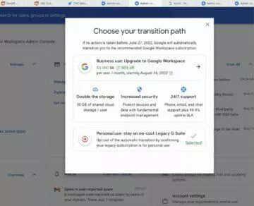Google osobní bezplatný Workspace formulář nabídka výběr zdarma