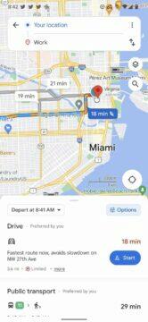 Mapy Google aplikace typy dopravy výběr nabídka navigace