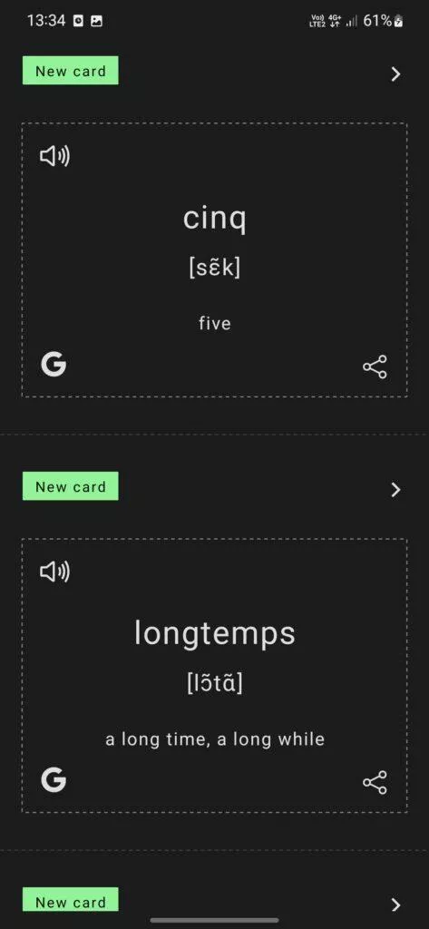 memorize flash card french